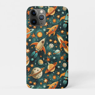 Mid Century Atomic Space Orange Teal Planet Case-Mate iPhone Case