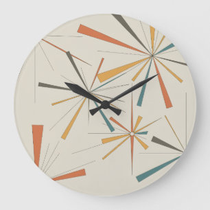 Mid Century  Atomic Starburst Geometric Retro Large Clock