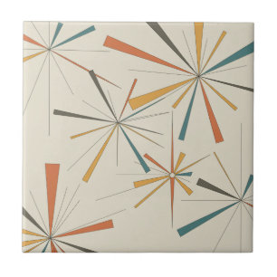 Mid Century  Atomic Starburst Geometric Retro Tile