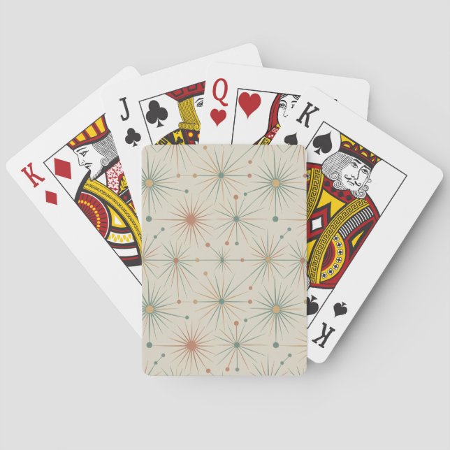 Mid Century  Atomic Starburst Modern Retro Playing Cards (Back)