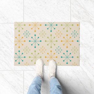 Mid Century Atomic Starburst Orange Teal Green  Doormat