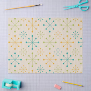 Mid Century Atomic Starburst Orange Teal Green Tissue Paper