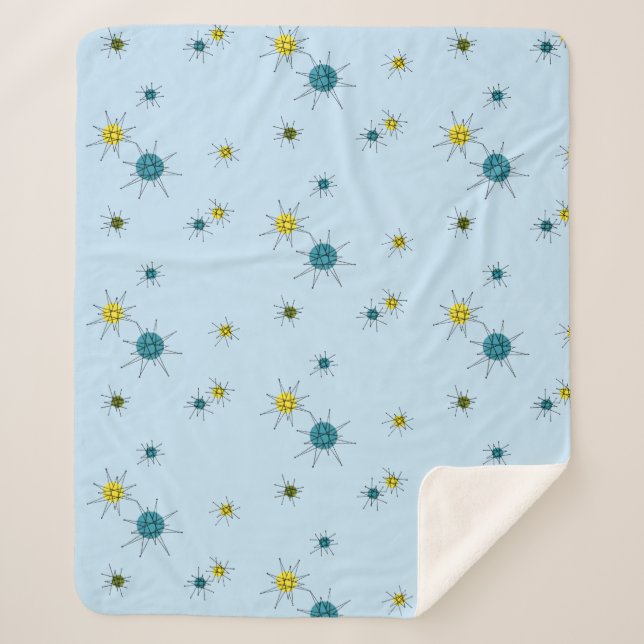 Mid-Century Atomic Starburst Sherpa Blanket (Front)