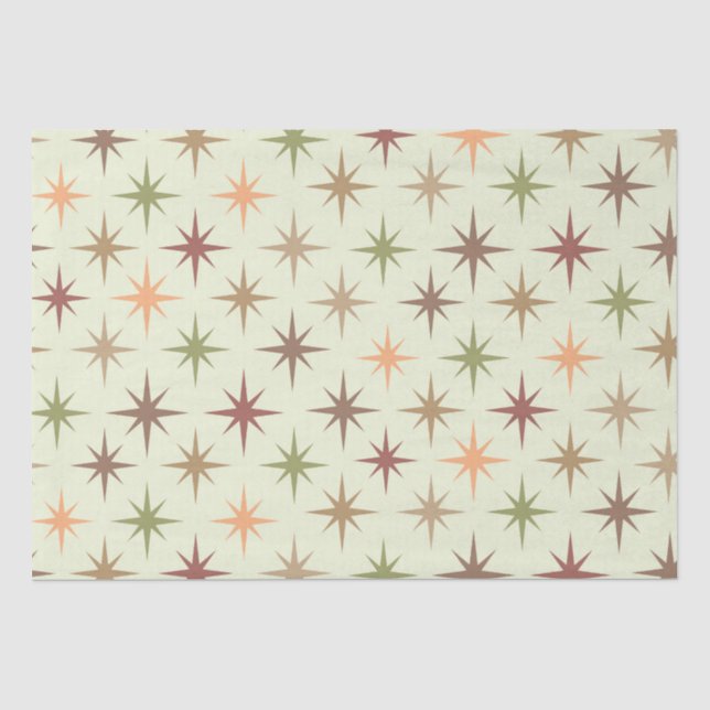 Mid Century Atomic Starbursts in Neutral tones  Tissue Paper (Front)