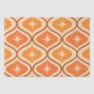 Mid Century Atomic Starbursts on Orange  Ogee  Tissue Paper