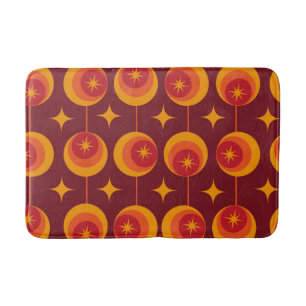 Mid Century Atomic Starbursts on Retro Circles Bath Mat