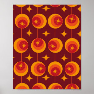 Mid Century Atomic Starbursts on Retro Circles Poster