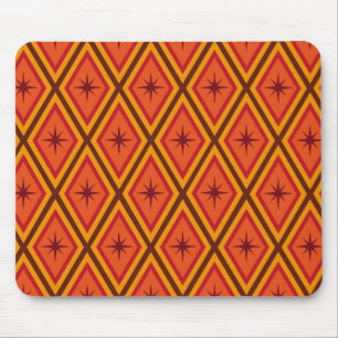 Mid Century Atomic Starbursts on retro diamonds  Mouse Pad