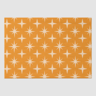 Mid Century Atomic Stars Pattern on Orange Tissue Paper