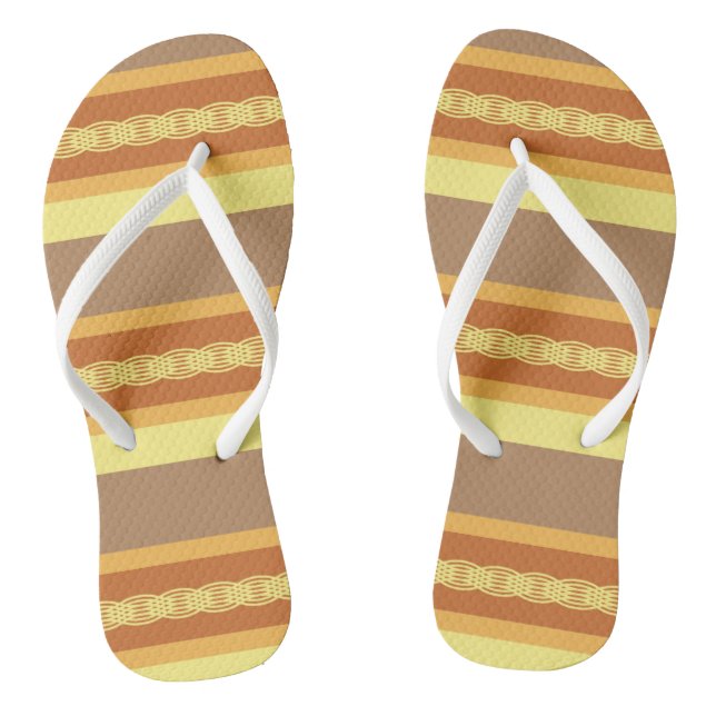 Mid-Century awning stripe - Earth neutrals Jandals (Footbed)