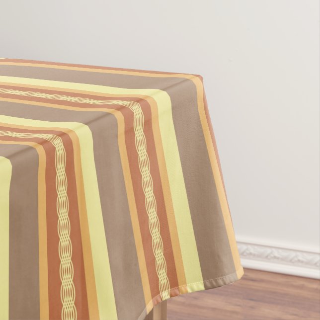Mid-Century awning stripe - Earth neutrals Tablecloth (In Situ)