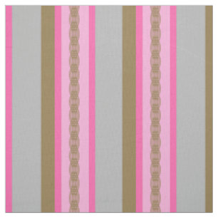 Mid-Century awning stripe - grey / grey, pink, tan Fabric