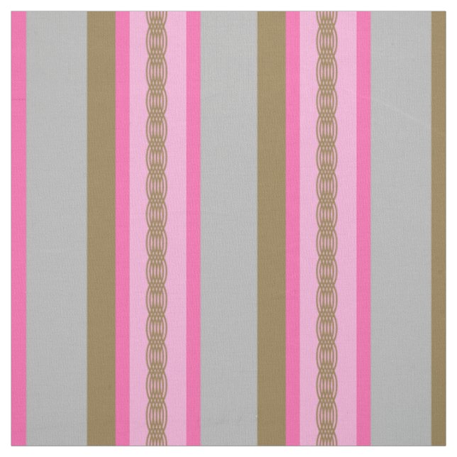 Mid-Century awning stripe - grey / grey, pink, tan Fabric (Swatch)