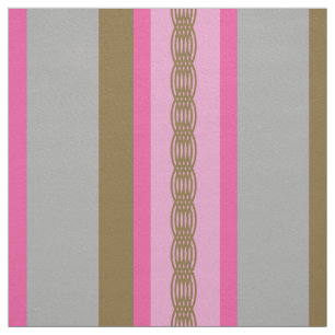 Mid-Century awning stripe - grey / grey, pink, tan Fabric