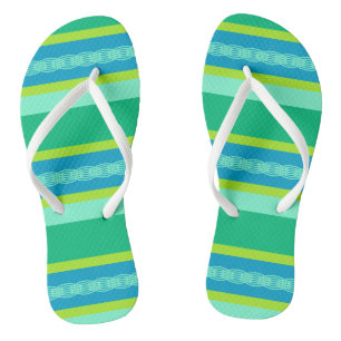 Mid-Century awning stripe - jade green Jandals