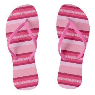 Mid-Century awning stripe - pink and wine Jandals