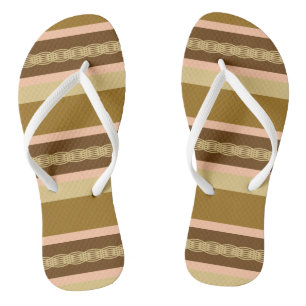 Mid-Century awning stripe - tan and peach Jandals