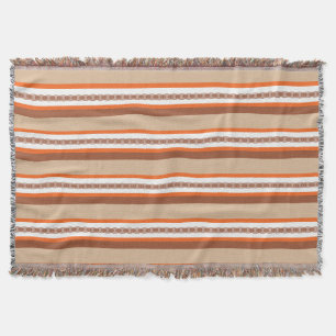 Mid-Century awning stripe - taupe and coral Throw Blanket