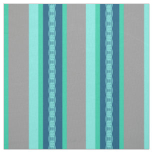 Mid-Century awning stripe - turquoise & grey Fabric