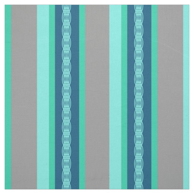 Mid-Century awning stripe - turquoise & grey Fabric (Swatch)