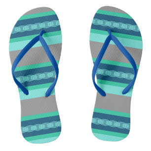 Mid-Century awning stripe - turquoise & grey Jandals