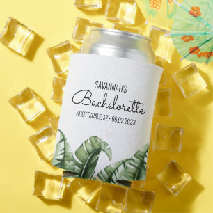 Mid Century Banana Leaf Bachelorette/Bridesmaid Can Cooler