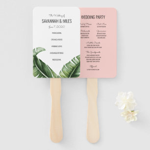 Mid Century Banana Leaf Wedding Program Fans