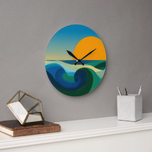 Mid Century Bauhaus Sunset Modern Wall Clock