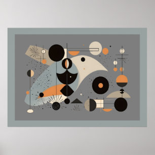 Mid-Century Bauhaus Whimsical Geometric Shapes  Poster