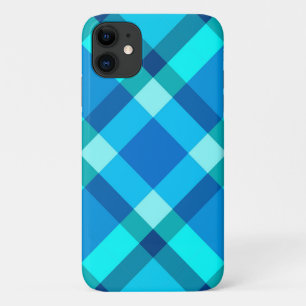 Mid-Century Bias Plaid, Cobalt Blue and Turquoise Case-Mate iPhone Case