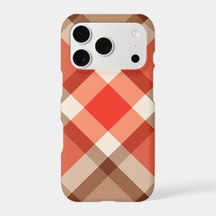 Mid-Century Bias Plaid, Coral Orange, Brown & Tan