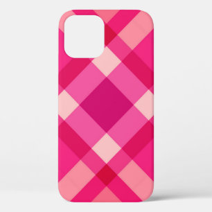 Mid-Century Bias Plaid, Fuchsia Pink and Wine iPhone 12 Case