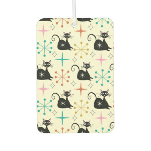 Mid Century Black Atomic Cat with Starbursts Car Air Freshener