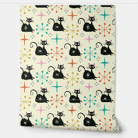 Mid Century Black Atomic Cat with Starbursts 