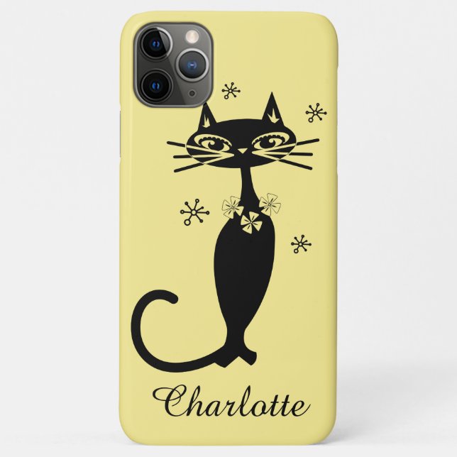 Mid Century Black Cat And Gold Background Case-Mate iPhone Case (Back)