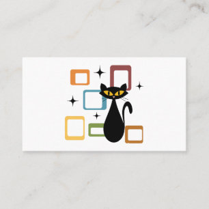 Mid Century black cat Business Card