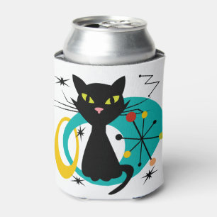 Mid Century black cat Can Cooler