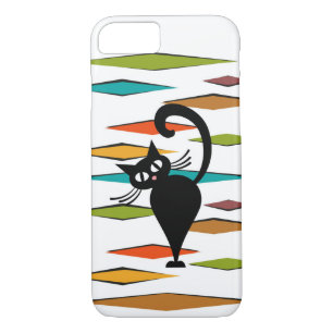 Mid Century black cat design Case-Mate iPhone Case