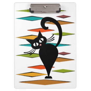 Mid Century black cat design Clipboard