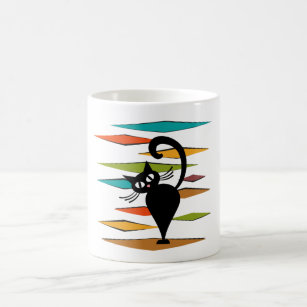 Mid Century black cat design Coffee Mug