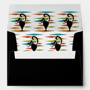 Mid Century black cat design Envelope