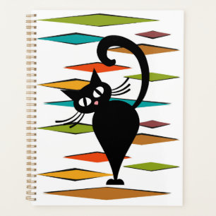 Mid Century black cat design Planner
