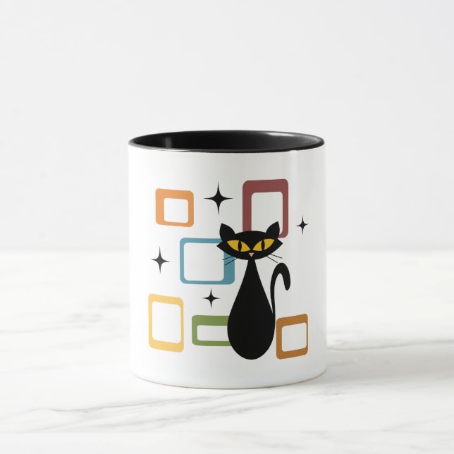 Mid Century black cat Mug (Center)