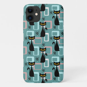 Mid Century black cat pattern  Case-Mate iPhone Case