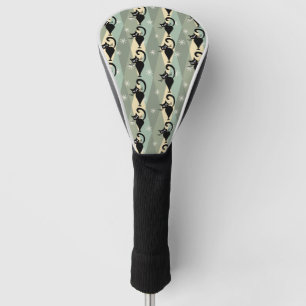 Mid Century black cat pattern Golf Head Cover