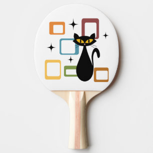 Mid Century black cat Ping Pong Paddle
