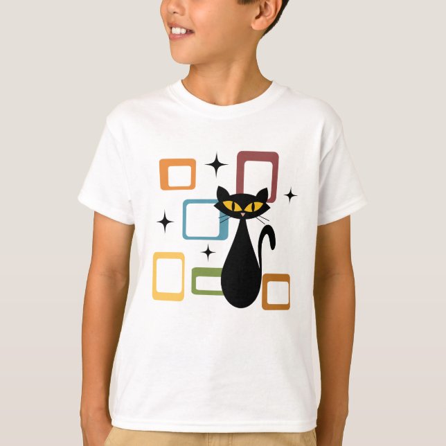 Mid Century black cat T-Shirt (Front)