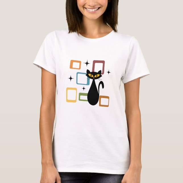 Mid Century black cat T-Shirt (Front)
