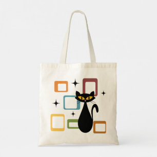 Mid Century black cat Tote Bag