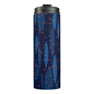 Mid-Century Blue Atomic Seamless Pattern Thermal Tumbler